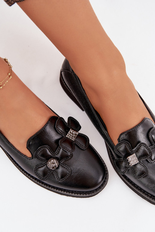 scarpe Femminile con tacchi larghi Con decorazionii con motivi florealiami colore nero Tavillette