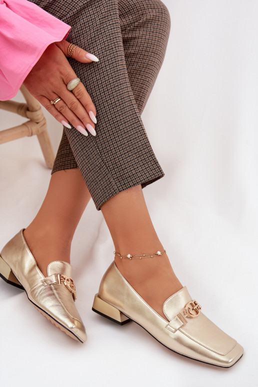 Pelle mocassini da donna Con decorazioni Detalem D&A CR61-3125 colore dorato