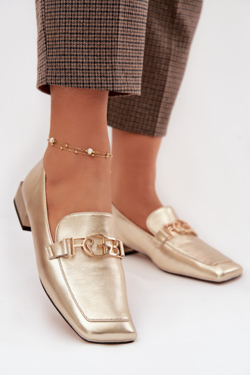 Pelle mocassini da donna Con decorazioni Detalem D&A CR61-3125 colore dorato 2