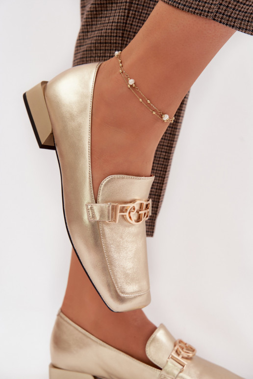 Pelle mocassini da donna Con decorazioni Detalem D&A CR61-3125 colore dorato