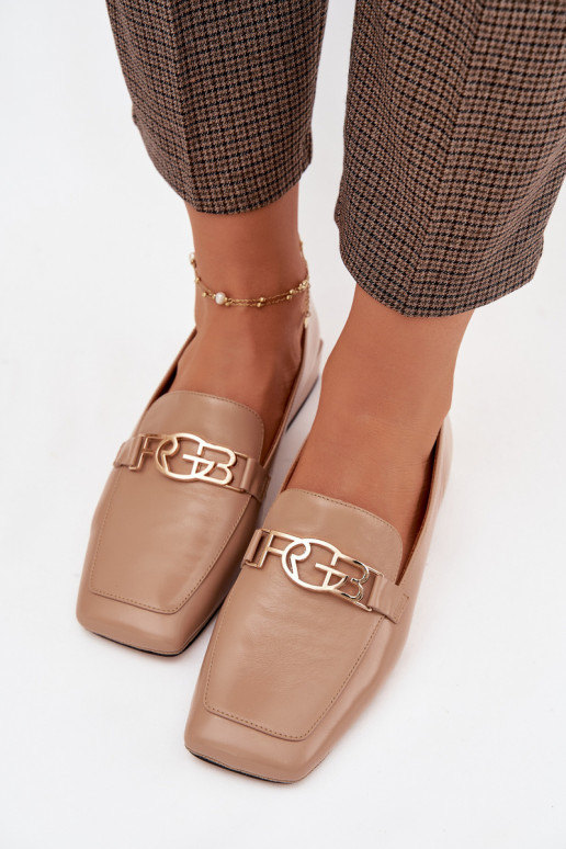 Pelle mocassini da donna Con decorazioni Detalem D&A CR61-3125 beige