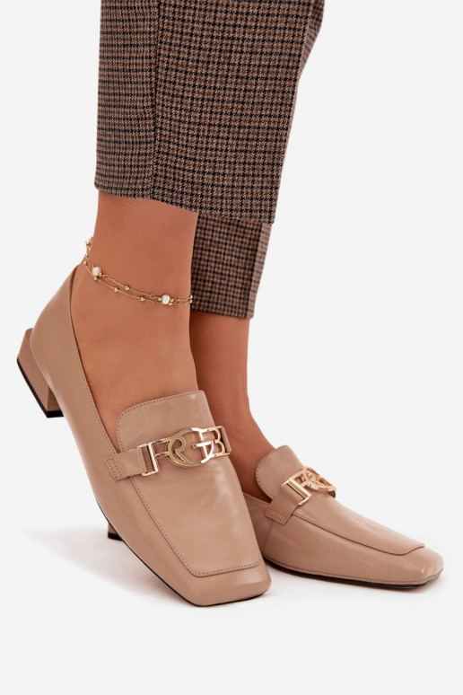 Pelle mocassini da donna Con decorazioni Detalem D&A CR61-3125 beige