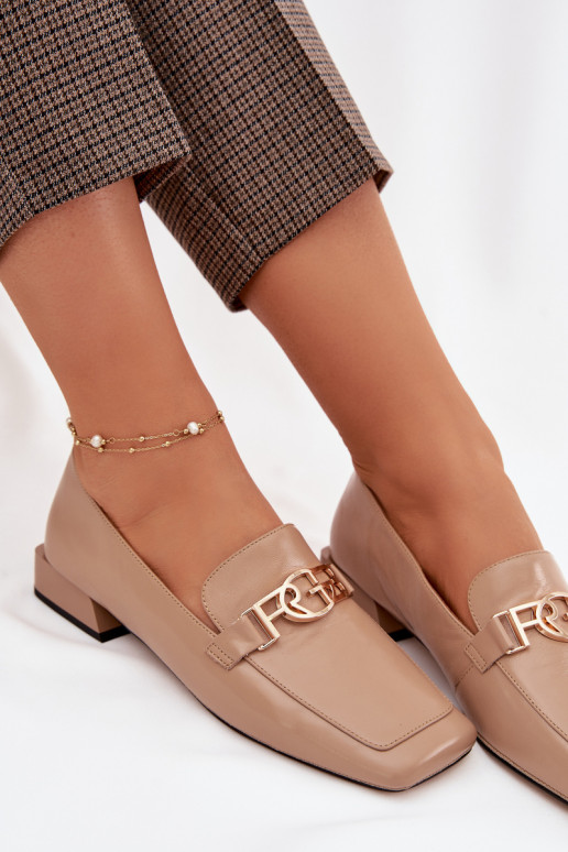 Pelle mocassini da donna Con decorazioni Detalem D&A CR61-3125 beige