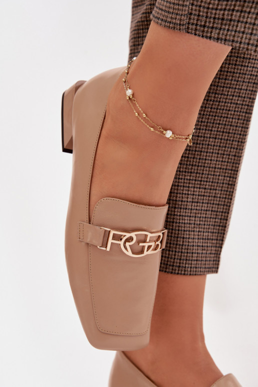 Pelle mocassini da donna Con decorazioni Detalem D&A CR61-3125 beige