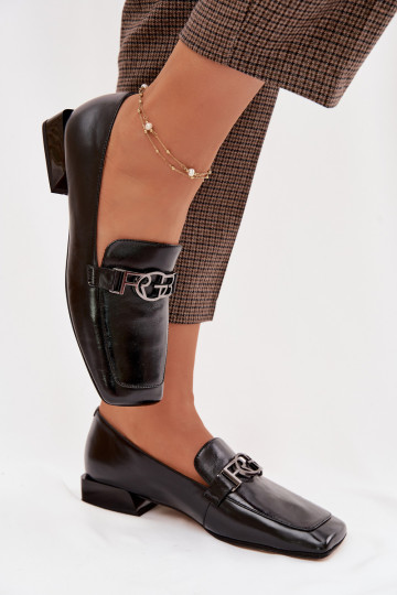 Pelle mocassini da donna Con decorazioni Detalem D&A CR61-3125 colore nero