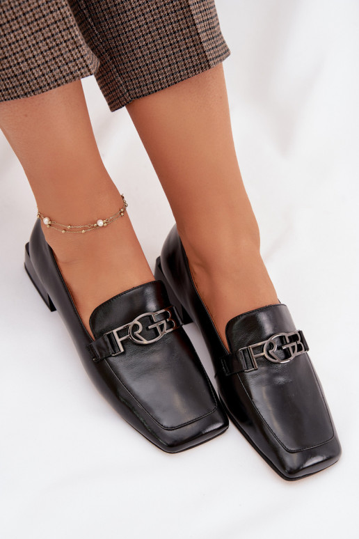 Pelle mocassini da donna Con decorazioni Detalem D&A CR61-3125 colore nero