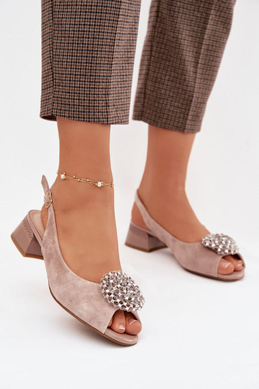 Sandali da donna Femminile Klocke con ornamenti D&A CR61-3030 beige