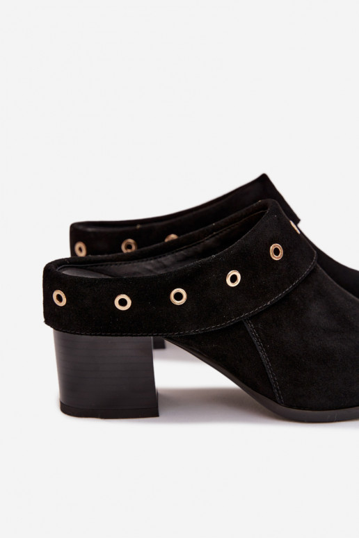 pantofole in pelle scamosciata stile coAboy Femminile con i tacchi D&A CR61-3059 colore nero