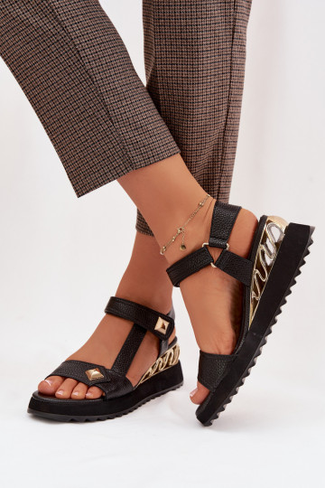 Sandali da donna con plateau D&A CR61-3070 neri