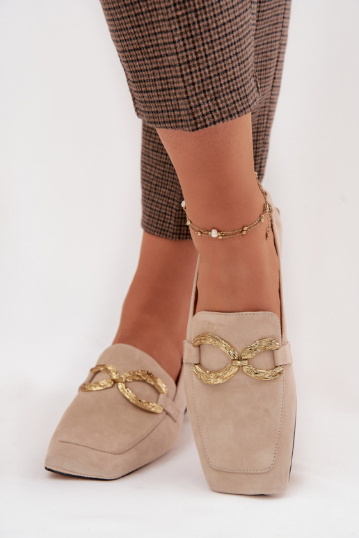 mocassini da donnaAbilitatoturalnego dalla pelle scamosciatau colore dorato Detal D&A CR61-3115 beige