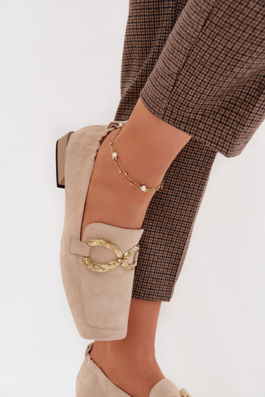 mocassini da donnaAbilitatoturalnego dalla pelle scamosciatau colore dorato Detal D&A CR61-3115 beige