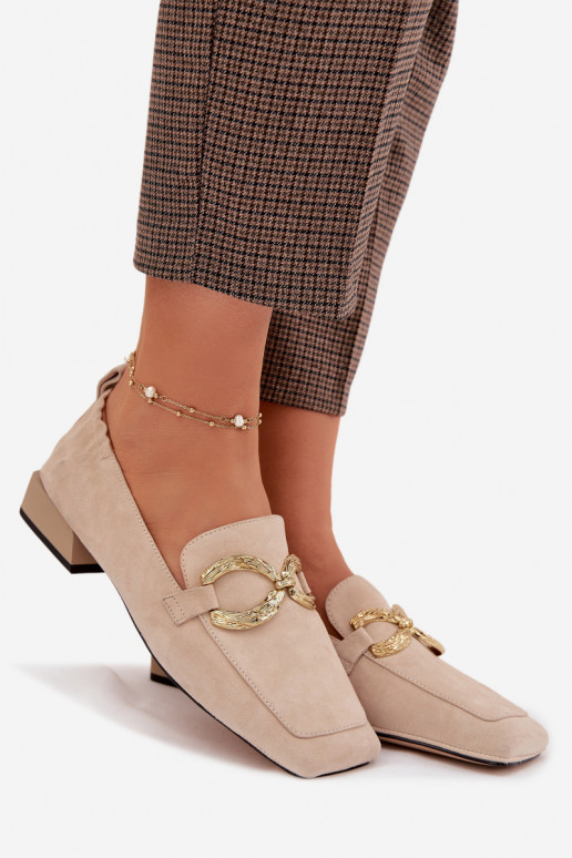 mocassini da donnaAbilitatoturalnego dalla pelle scamosciatau colore dorato Detal D&A CR61-3115 beige