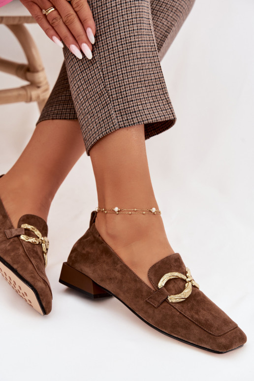 mocassini da donnaAbilitatoturalnego dalla pelle scamosciatau colore dorato Detal D&A CR61-3115 colore marrone