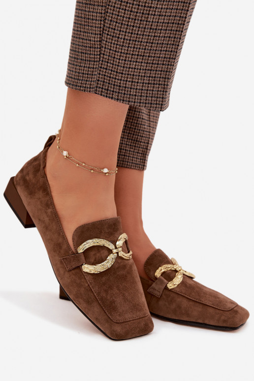 mocassini da donnaAbilitatoturalnego dalla pelle scamosciatau colore dorato Detal D&A CR61-3115 colore marrone