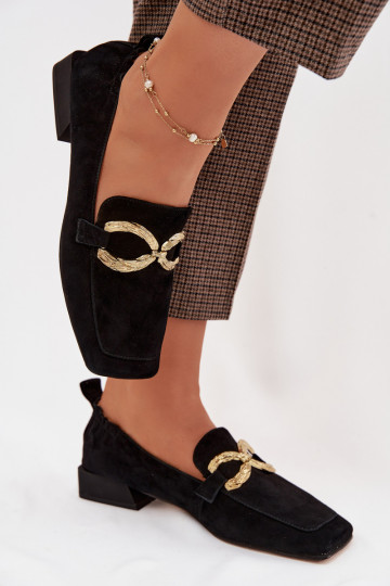 mocassini da donnaAbilitatoturalnego dalla pelle scamosciatau colore dorato Detal D&A CR61-3115 colore nero