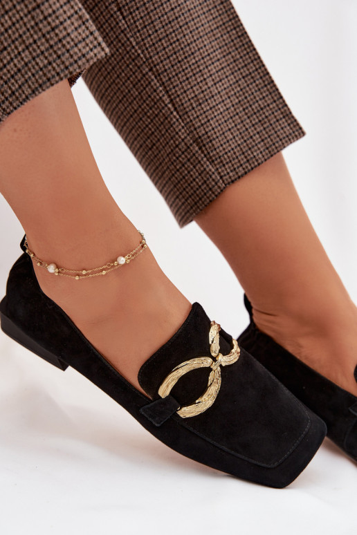 mocassini da donnaAbilitatoturalnego dalla pelle scamosciatau colore dorato Detal D&A CR61-3115 colore nero