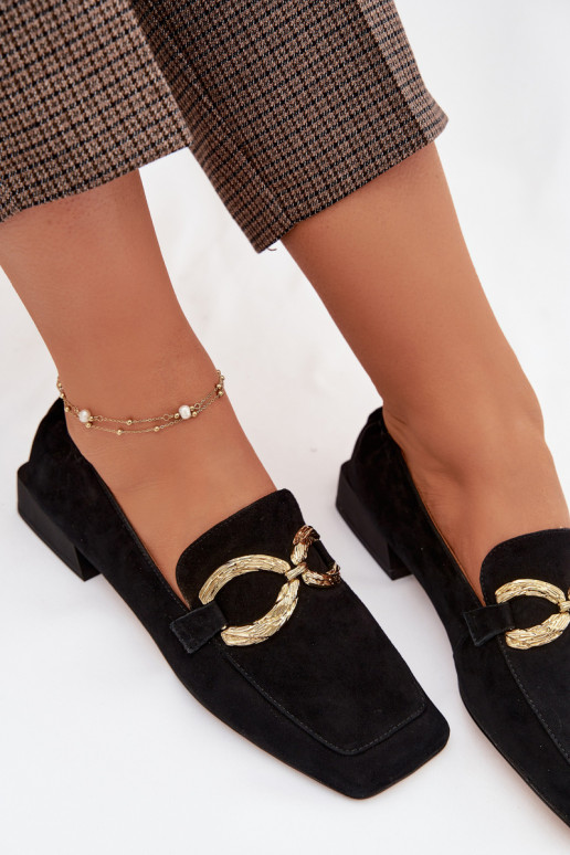 mocassini da donnaAbilitatoturalnego dalla pelle scamosciatau colore dorato Detal D&A CR61-3115 colore nero