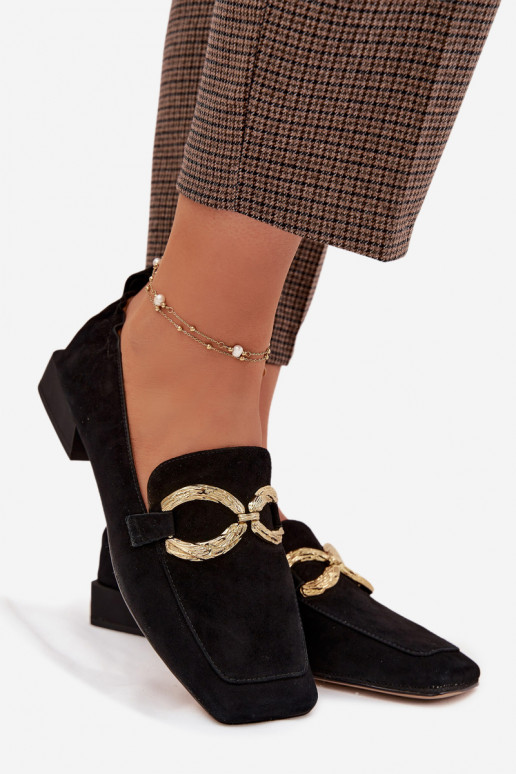 mocassini da donnaAbilitatoturalnego dalla pelle scamosciatau colore dorato Detal D&A CR61-3115 colore nero