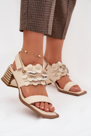 Sandali con tacco in pelle D&A CR61-3062 color sabbia 2