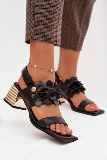 Sandali con tacco in pelle D&A CR61-3062 neri 2