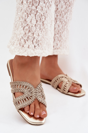 Pantofole piatte da donna color oro Fariella