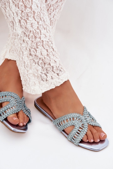 Pantofole piatte da donna color blu Fariella