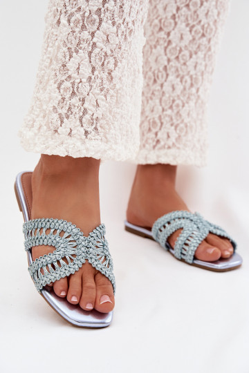 Pantofole piatte da donna color blu Fariella 2
