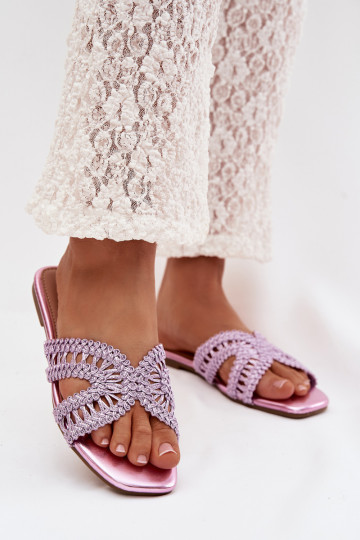 Pantofole piatte da donna color viola Fariella