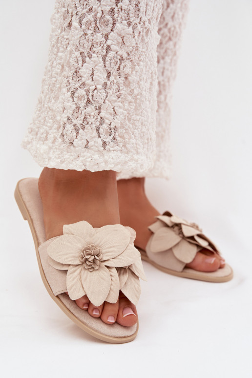 isoscele Pantofole da donna Con decorazionii con motivi florealiami colore avorio Elzoria