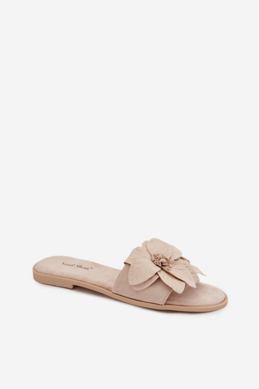 isoscele Pantofole da donna Con decorazionii con motivi florealiami colore avorio Elzoria