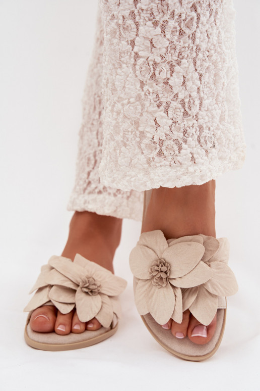 isoscele Pantofole da donna Con decorazionii con motivi florealiami colore avorio Elzoria