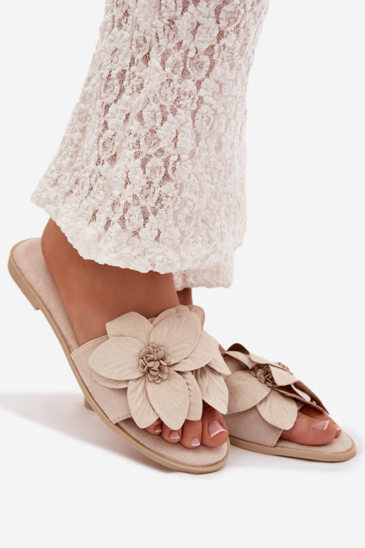 isoscele Pantofole da donna Con decorazionii con motivi florealiami colore avorio Elzoria