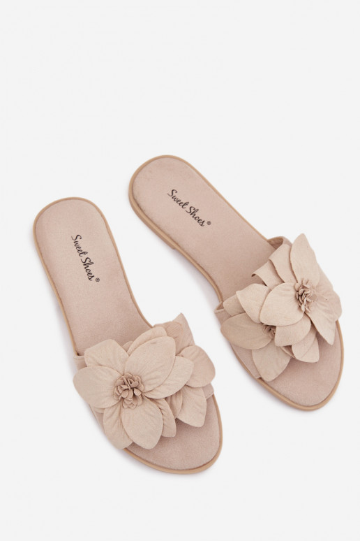 isoscele Pantofole da donna Con decorazionii con motivi florealiami colore avorio Elzoria