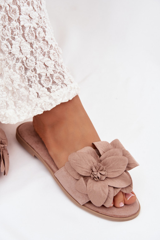 isoscele Pantofole da donna Con decorazionii con motivi florealiami beige Elzoria