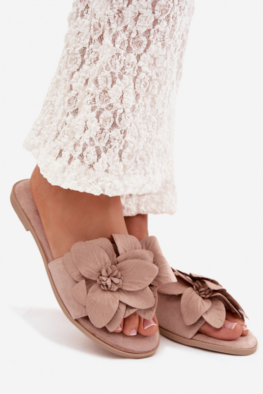 isoscele Pantofole da donna Con decorazionii con motivi florealiami beige Elzoria