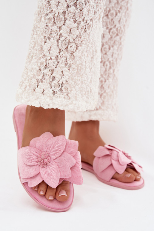 isoscele Pantofole da donna Con decorazionii con motivi florealiami colore rosa Elzoria
