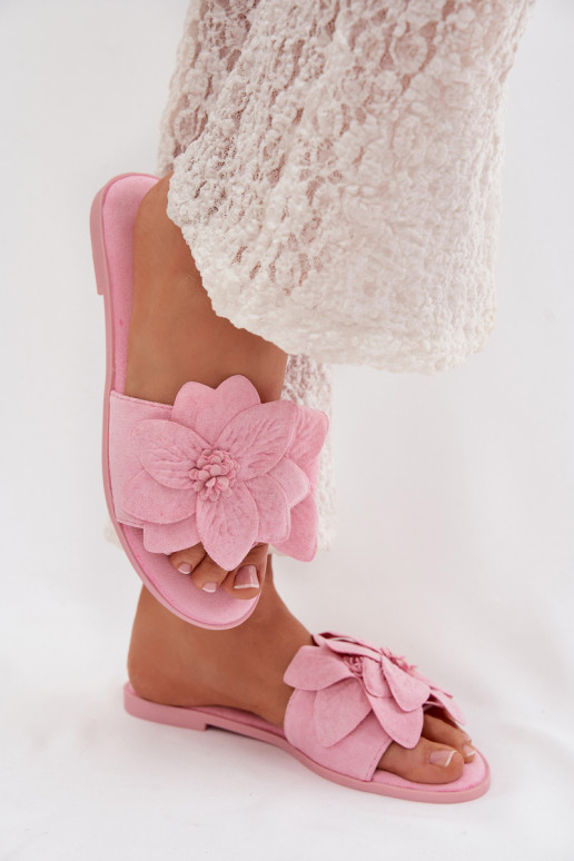 isoscele Pantofole da donna Con decorazionii con motivi florealiami colore rosa Elzoria