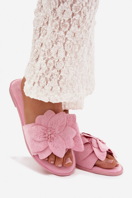 isoscele Pantofole da donna Con decorazionii con motivi florealiami colore rosa Elzoria