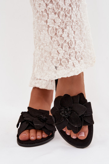 isoscele Pantofole da donna Con decorazionii con motivi florealiami colore nero Elzoria