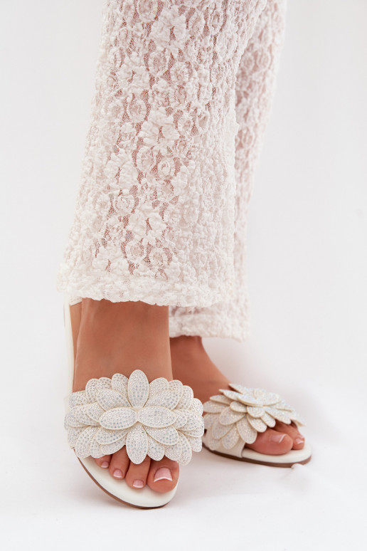 Pantofole Appartamento delle donne Con decorazione Colore bianco Grelora