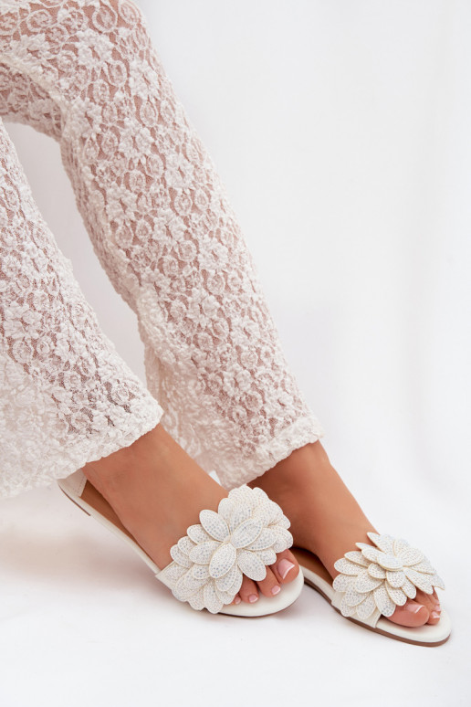 Pantofole Appartamento delle donne Con decorazione Colore bianco Grelora