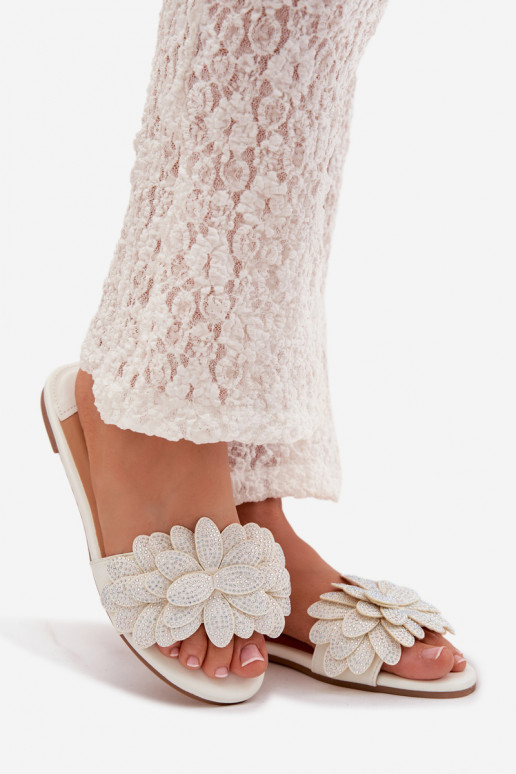 Pantofole Appartamento delle donne Con decorazione Colore bianco Grelora