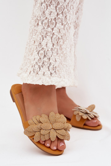 Pantofole da donna gialle con decorazione Grelora 2