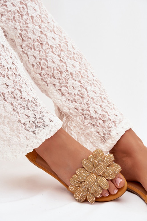 Pantofole Appartamento delle donne Con decorazione colore giallo Grelora