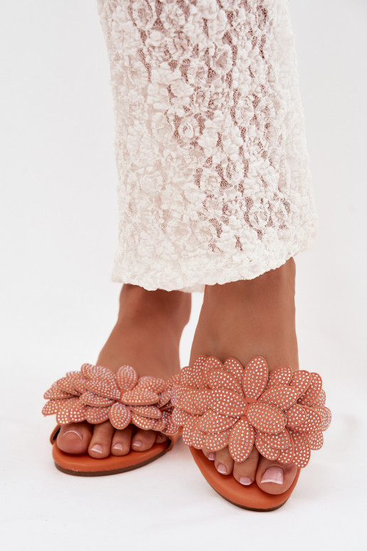 Pantofole Appartamento delle donne Con decorazione colore arancione Grelora