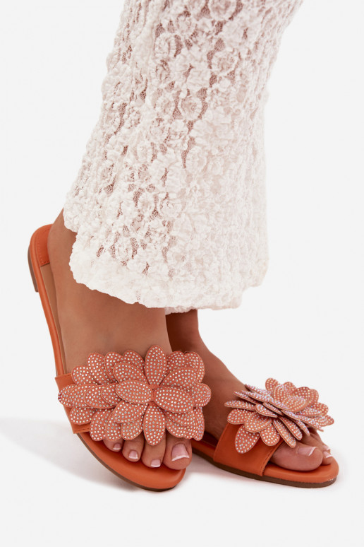 Pantofole Appartamento delle donne Con decorazione colore arancione Grelora