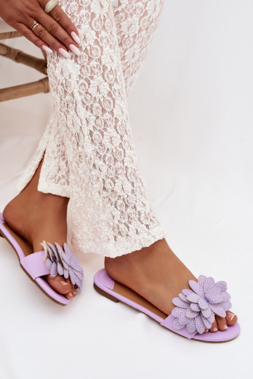 Pantofole da donna viola con decorazione Grelora