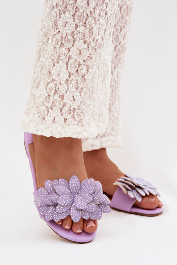 Pantofole da donna viola con decorazione Grelora 2