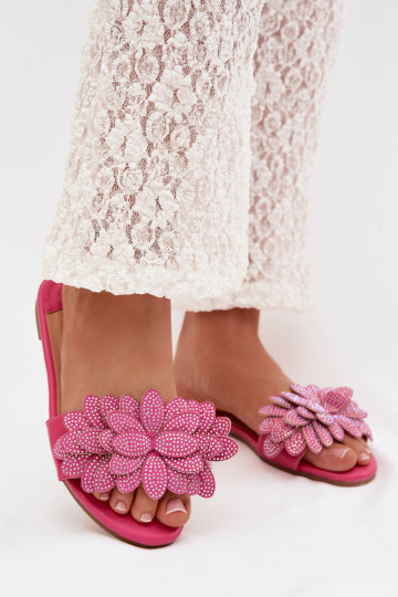 Pantofole da donna rosa con decorazione Grelora
