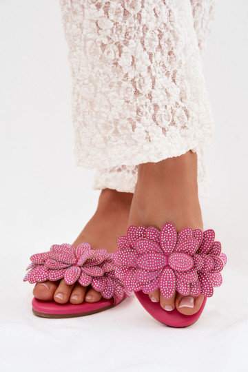 Pantofole da donna rosa con decorazione Grelora 2